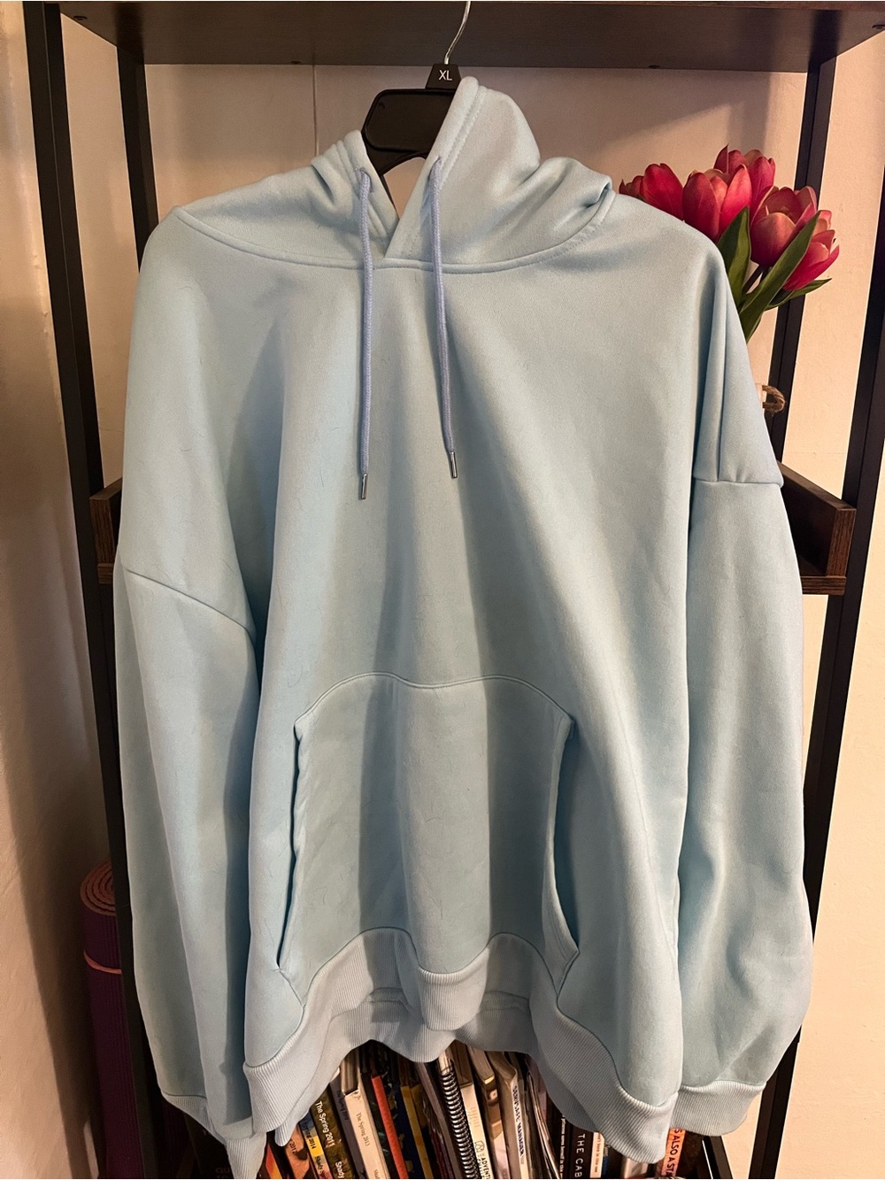 SHEIN Light Blue Hoodie Sweater